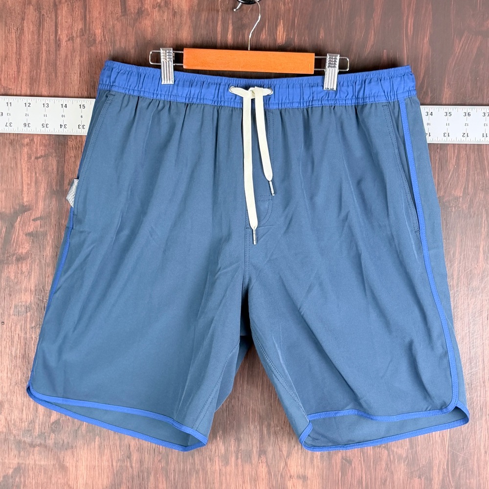 Fair Harbor The Anchor Blue Swim Shorts BreezeKnit Liner Men's XL 8 Inch Inseam